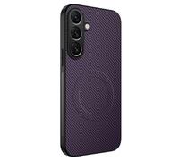 COMAKU Funda para Samsung Galaxy A37 5G, Luxury Fibra de Carbono Textura Antideslizante PU Cuero + TPU Silicona con Marco Fundas Carcasa - Púrpura