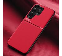 COMAKU Funda para Samsung Galaxy S25 Ultra, Ultrafino Textura Antideslizante PU + TPU Silicona Fundas Carcasa - Rojo