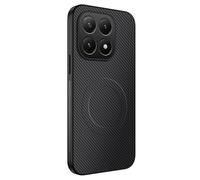 COMAKU Funda para Xiaomi 15T, Luxury Fibra de Carbono Textura Antideslizante PU Cuero + TPU Silicona con Marco Fundas Carcasa - Negro