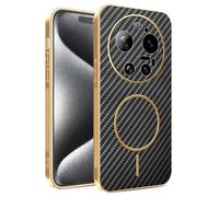 COMAKU Funda para Xiaomi 17 Ultra, Luxury Textura Antideslizante PU Cuero + TPU Silicona con Marco Galvanizado Fundas Carcasa - Negro
