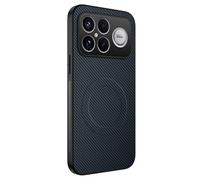 COMAKU Funda para Xiaomi Poco F8 Ultra, Luxury Fibra de Carbono Textura Antideslizante PU Cuero + TPU Silicona con Marco Fundas Carcasa - Azul