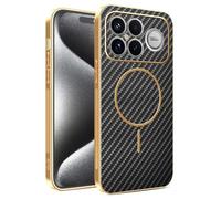 COMAKU Funda para Xiaomi Poco F8 Ultra, Luxury Textura Antideslizante PU Cuero + TPU Silicona con Marco Galvanizado Fundas Carcasa - Negro