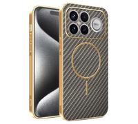 COMAKU Funda para Xiaomi Poco F8 Ultra, Luxury Textura Antideslizante PU Cuero + TPU Silicona con Marco Galvanizado Fundas Carcasa - Marrón
