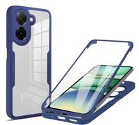 COMAKU Funda para Xiaomi Poco M7 Pro 5G, 360 Grados y Protector Antigolpes [Ultra Hybrid] Transparent PC Dura Resistente + Silicona Bumper, Doble Cara Carcasa - Azul