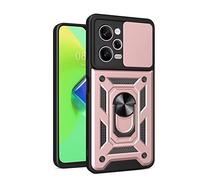 COMAKU Funda para Xiaomi Redmi Note 12 Pro+ Plus 5G, Militar TPU+PC Bumper Antigolpes Carcasa Rugged Caso, con Tapa Deslizante y Anillo Soporte - Oro Rosa