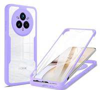 COMAKU Funda Realme 14 Pro 5G, 360 Grados y Protector Antigolpes [Ultra Hybrid] Transparent PC Dura Resistente + Silicona Bumper, Doble Cara Carcasa - Púrpura
