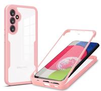 COMAKU Funda Samsung Galaxy A15 5G, 360 Grados y Protector Antigolpes [Ultra Hybrid] Transparent PC Dura Resistente + Silicona Bumper, Doble Cara Carcasa - Rosa