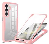 COMAKU Funda Samsung Galaxy A17 5G / 4G, 360 Grados y Protector Antigolpes [Ultra Hybrid] Transparent PC Dura Resistente + Silicona Bumper, Doble Cara Carcasa - Rosa