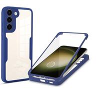 COMAKU Funda Samsung Galaxy S24 FE 5G, 360 Grados y Protector Antigolpes [Ultra Hybrid] Transparent PC Dura Resistente + Silicona Bumper, Doble Cara Carcasa - Azul