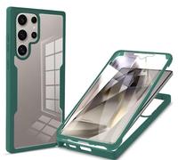 COMAKU Funda Samsung Galaxy S25 Ultra, 360 Grados y Protector Antigolpes [Ultra Hybrid] Transparent PC Dura Resistente + Silicona Bumper, Doble Cara Carcasa - Verde