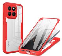 COMAKU Funda Xiaomi 15T Pro, 360 Grados y Protector Antigolpes [Ultra Hybrid] Transparent PC Dura Resistente + Silicona Bumper, Doble Cara Carcasa - Rojo
