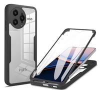 COMAKU Funda Xiaomi Poco F7 Ultra, 360 Grados y Protector Antigolpes [Ultra Hybrid] Transparent PC Dura Resistente + Silicona Bumper, Doble Cara Carcasa - Negro