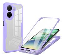 COMAKU Funda Xiaomi Poco M7 Pro 5G, 360 Grados y Protector Antigolpes [Ultra Hybrid] Transparent PC Dura Resistente + Silicona Bumper, Doble Cara Carcasa - Púrpura
