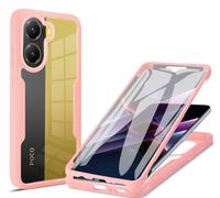COMAKU Funda Xiaomi Poco X7 Pro 5G, 360 Grados y Protector Antigolpes [Ultra Hybrid] Transparent PC Dura Resistente + Silicona Bumper, Doble Cara Carcasa - Rosa