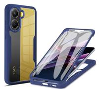 COMAKU Funda Xiaomi Poco X7 Pro 5G, 360 Grados y Protector Antigolpes [Ultra Hybrid] Transparent PC Dura Resistente + Silicona Bumper, Doble Cara Carcasa - Azul