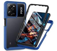 COMAKU Funda Xiaomi Redmi Note 12 Pro/Xiaomi Poco X5 Pro, 360 Grados y Protector Antigolpes [Ultra Hybrid] Transparent PC Dura Resistente + Silicona Bumper, Doble Cara Carcasa - Azul