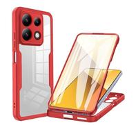 COMAKU Funda Xiaomi Redmi Note 13 5G, 360 Grados y Protector Antigolpes [Ultra Hybrid] Transparent PC Dura Resistente + Silicona Bumper, Doble Cara Carcasa - Rojo