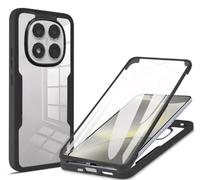 COMAKU Funda Xiaomi Redmi Note 14 Pro+ Plus 5G/14 Pro 5G/Poco X7 5G, 360 Grados y Protector Antigolpes [Ultra Hybrid] Transparent PC Dura Resistente + Silicona Bumper, Doble Cara Carcasa - Negro