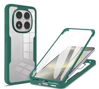 COMAKU Funda Xiaomi Redmi Note 14 Pro+ Plus 5G/14 Pro 5G/Poco X7 5G, 360 Grados y Protector Antigolpes [Ultra Hybrid] Transparent PC Dura Resistente + Silicona Bumper, Doble Cara Carcasa - Verde