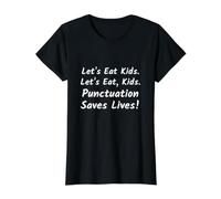 Comamos niños. Comamos, niños. La puntuación Salva Vidas Camiseta gráfica económica, Mujer, Negro, L