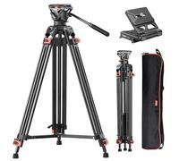 COMAN Trípode de cámara de 186cm Aluminio con cámara Tripod 360° Flexible Giro & +90°/-70° Inclinación, Trípode de vídeo Compatible con Cabezas dji RS, MAX Load 10 kg