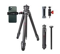 COMAN Zero F38 Carbono Fibra Tripode de Cámara con Cabezal de 360° Panorámico y F38 Tripode de Video para todas las DSRL, Ligero con Altura de 15.3-156.7 cm, Columna Central, Carga Máxima 18 kg