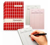 Comandero Camarero Autocopiativo | Pack 12 Talonarios Hostelería | 80 Hojas Duplicadas con Precorte y Tapa Dura | Tamaño 15x11 cm
