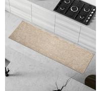 Comart, Alfombra de Cocina con Base Antideslizante de Goma, fácil de Limpiar, Absorbente, de poliéster Trenzado súper Resistente, Moderna para Pasillo, Color Beige, 50 x 180 cm