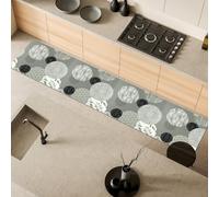Comart - Alfombra de Cocina Málaga - Alfombra 100% PVC - Antimanchas - Antideslizante - Impermeable - Alfombra Lavable en Lavadora - Camino Moderno para Cocina y Pasillo - Diseño de círculos Grises