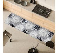 Comart - Alfombra de Cocina Málaga - Alfombra 100% PVC - Antimanchas - Antideslizante - Impermeable - Alfombra Lavable en Lavadora - Camino Moderno para Cocina y Pasillo - Flores Negras - 55 x 230 cm