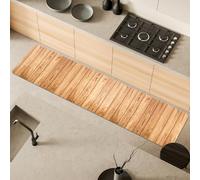 Comart - Alfombra de Cocina Málaga - Alfombra 100% PVC - Antimanchas - Antideslizante - Impermeable - Alfombra Lavable en Lavadora - Camino Moderno para Cocina y Pasillo - Madera Beige - 55 x 230 cm