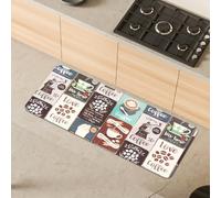 Comart - Alfombra de Cocina Málaga - Alfombra 100% PVC - Antimanchas - Antideslizante - Impermeable - Alfombra Lavable en Lavadora - Camino Moderno para Cocina y Pasillo - Estilo Vintage Coffee