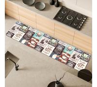Comart, Alfombra Málaga de Cocina, de decoración, de PVC, Antideslizante, Lavable, decoración Vintage café, 55 x 230 cm
