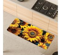 Comart, Austin - Alfombra de Cocina de decoración, de poliéster Estampado, Antideslizante, Girasoles, 50 x 130 cm