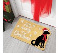 Comart, Felpudo navideño Contorneado, Felpudo de Navidad de Fibra de Coco, decoración navideña Colorida, Entrada Exterior o Interior, Antideslizante, Accesorio para Fiestas, diseño de Perro navideño,