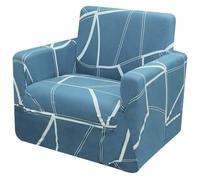Comart - Funda de sofá Fashion - Funda para sillón de 1 plaza - Elástica con reposabrazos - Funda antideslizante - Funda antimanchas y antiarañazos - Transpirable - Lavable a máquina - Geométrico azul