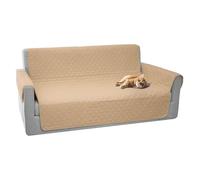 Comart, Majestic - Funda Universal para sofá o sillón con reposabrazos, Acolchada, Reversible, Lavable a máquina, Antideslizante, antiarañazos, para Mascotas, Beige, 3 plazas