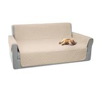 Comart, Majestic - Funda Universal para sofá o sillón con reposabrazos, Acolchada, Reversible, Lavable a máquina, Antideslizante, antiarañazos, para Mascotas, Color Crema, 3 plazas