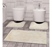 Comart - Trío de alfombras Faith Baño - Juego de Alfombrillas de baño: 1 Alfombra Rectangular de 45 x 75 cm + 2 Ronda de Agua de 45 x 75 cm - Suaves y peludas - Secado rápido y Antideslizante