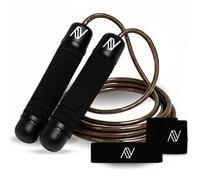 Comba Crossfit Ajustable AmiVida - Cuerda de Saltar de Acero para Fitness, Boxeo y HIIT - Kit con Muñequeras con Bolsillo, Cinta Deportiva y Bolsa de Transporte