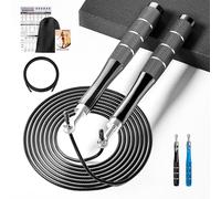 Comba de saltar Speed Rope, 360°, para adultos, fitness, con póster de entrenamiento para hombres y mujeres, ajustable, 300 cm, con sistema de doble rodamiento y mango de aluminio para boxeo y MMA