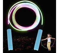 Comba luminosa para niños, cuerda de saltar con luz LED para niños, ajustable, con asas antideslizantes, cuerda de saltar para adultos, fitness para entrenamiento a intervalos, HIIT