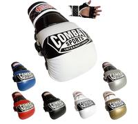 Combat Sports MAX Strike - Guantes de Entrenamiento de Artes Marciales, Guantes de Boxeo con Palma Abierta para Muay Thai, Kickboxing, Artes Marciales, Guantes Acolchados sin Dedos para Hombres y