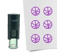 CombiCraft Sello Baloncesto 10mm redondo - Tinta lila - Tampón interno recargable - Para marcar papeles con diferentes dibujos para soluciones creativas