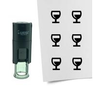 CombiCraft un bicchiere di vino, timbro autoinchiostro o timbro 10 mm / 0,39 rotondo (nero)