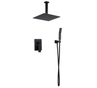 combinación Cuadrada Mate contemporánea 12 "con Lluvia Techo Montaje la Pared, Ducha de latón sólido