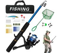 Combinación de caña de pescar y carrete | Combinación de cañas de pescar y carrete - Caña de pescar telescópica portátil, carretes giratorios para agua salada, novio, marido, hijo, novio, padre