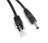 Combinación de enchufe/conector de 0,9 x 2,2 pulgadas con cámaras de seguridad IP Divisor adaptador POE, cable adaptador POE Plug and Play, teléfono de red conmutada(black)