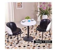Combinación de mesa de café y silla para oficina, sala de reuniones, salón, reunión de negocios, recepción, mesa de negociación y juego de sillas (color: blanco y negro)