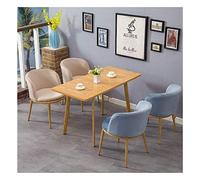 Combinación de mesa de comedor y silla, mesa de ocio, sala de estar, cocina, comedor, diseño moderno, 1 mesa, 4 sillas, mesa rectangular de madera maciza de 120 cm, color caqui y azul marino